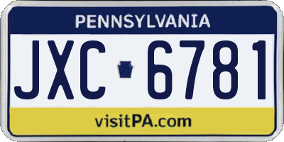 PA license plate JXC6781