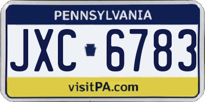 PA license plate JXC6783
