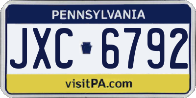 PA license plate JXC6792