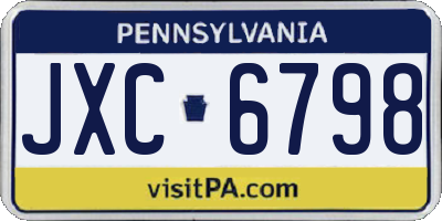 PA license plate JXC6798