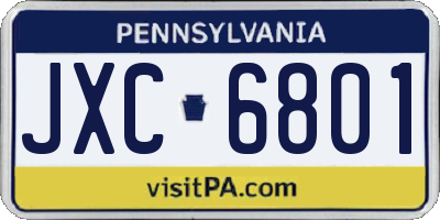 PA license plate JXC6801