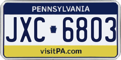 PA license plate JXC6803