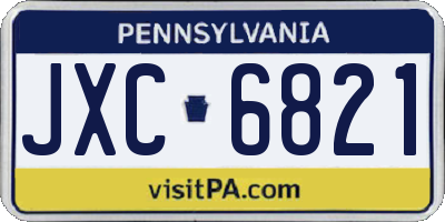 PA license plate JXC6821
