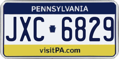 PA license plate JXC6829