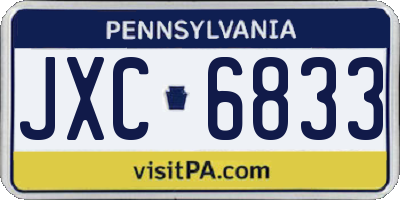 PA license plate JXC6833