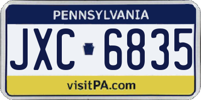 PA license plate JXC6835