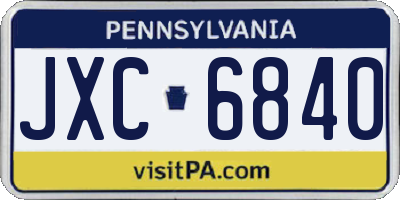 PA license plate JXC6840