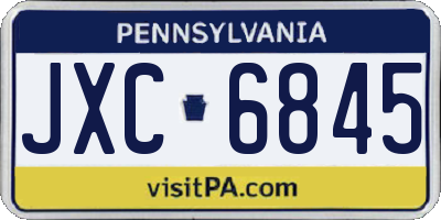 PA license plate JXC6845
