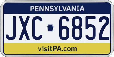 PA license plate JXC6852