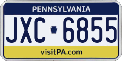 PA license plate JXC6855