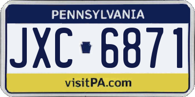 PA license plate JXC6871