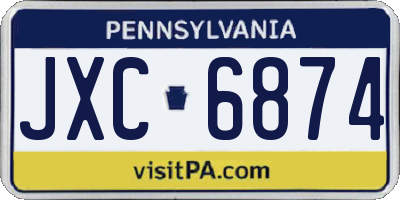 PA license plate JXC6874