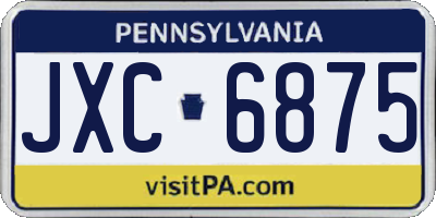 PA license plate JXC6875