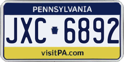 PA license plate JXC6892