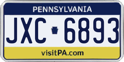 PA license plate JXC6893