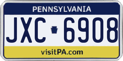 PA license plate JXC6908