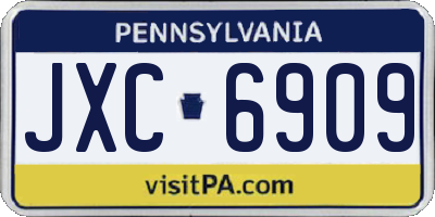 PA license plate JXC6909