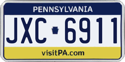 PA license plate JXC6911