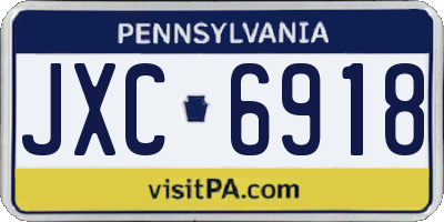 PA license plate JXC6918