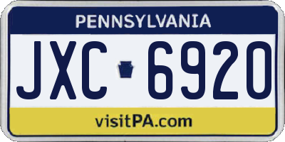 PA license plate JXC6920