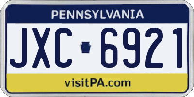 PA license plate JXC6921