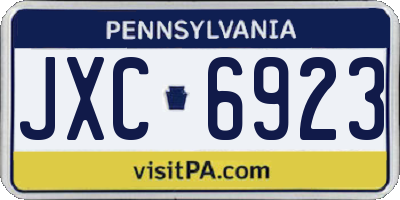 PA license plate JXC6923