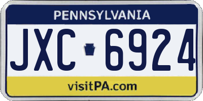 PA license plate JXC6924