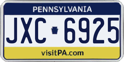 PA license plate JXC6925