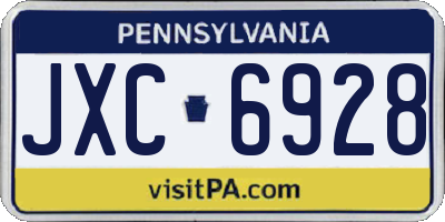 PA license plate JXC6928