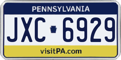PA license plate JXC6929