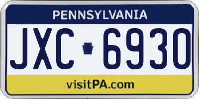 PA license plate JXC6930