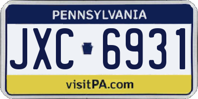 PA license plate JXC6931