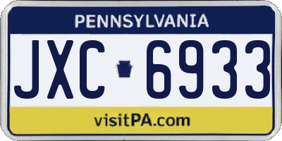 PA license plate JXC6933