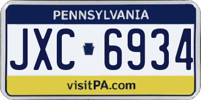 PA license plate JXC6934