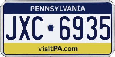 PA license plate JXC6935