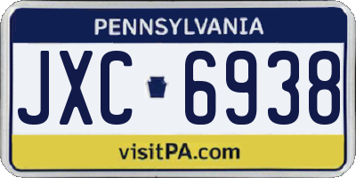 PA license plate JXC6938