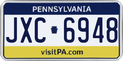 PA license plate JXC6948