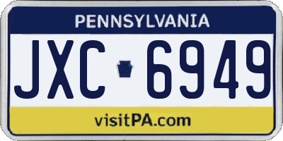 PA license plate JXC6949