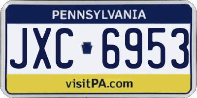PA license plate JXC6953