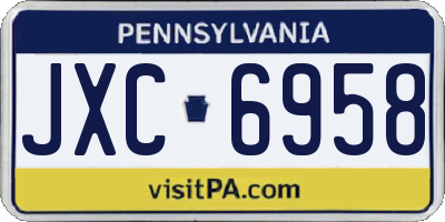 PA license plate JXC6958