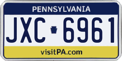 PA license plate JXC6961