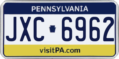 PA license plate JXC6962