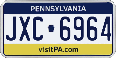 PA license plate JXC6964