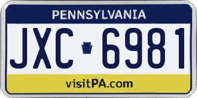 PA license plate JXC6981