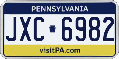 PA license plate JXC6982