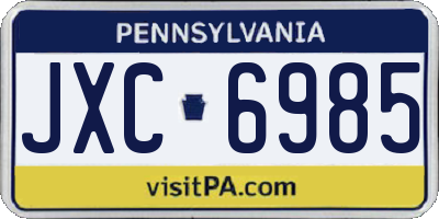 PA license plate JXC6985