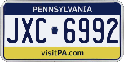 PA license plate JXC6992