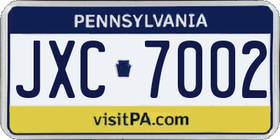PA license plate JXC7002