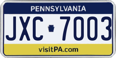 PA license plate JXC7003