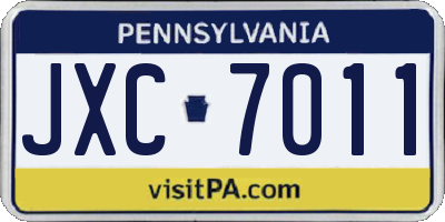 PA license plate JXC7011